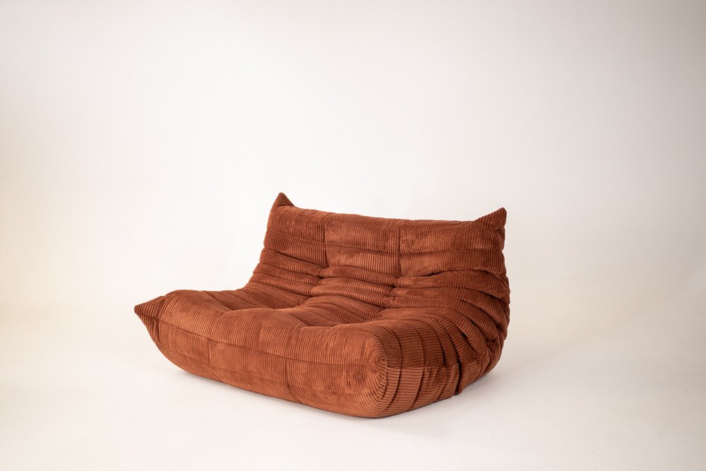 Togo_Two-Seater_Sofa_by_Michel_Ducaroy_for_Ligne_Roset,_Brown_Corduroy,_France