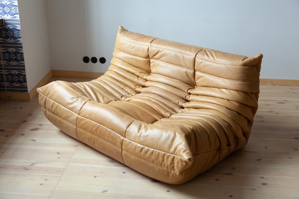 Togo_Two-Seater_Sofa_by_Michel_Ducaroy_for_Ligne_Roset,_Camel_Brown_Leather,_France
