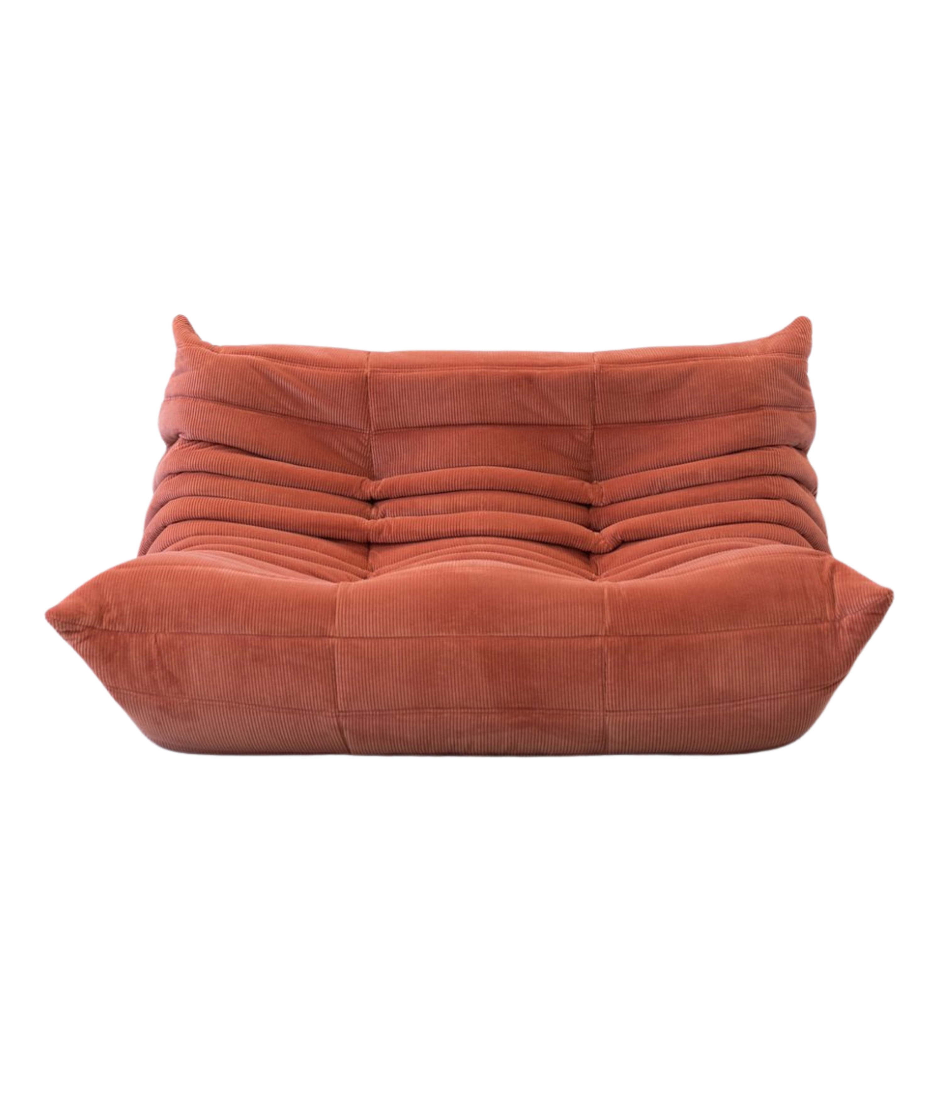 Togo_Two-Seater_Sofa_by_Michel_Ducaroy_for_Ligne_Roset,_Coral_Corduroy,_France