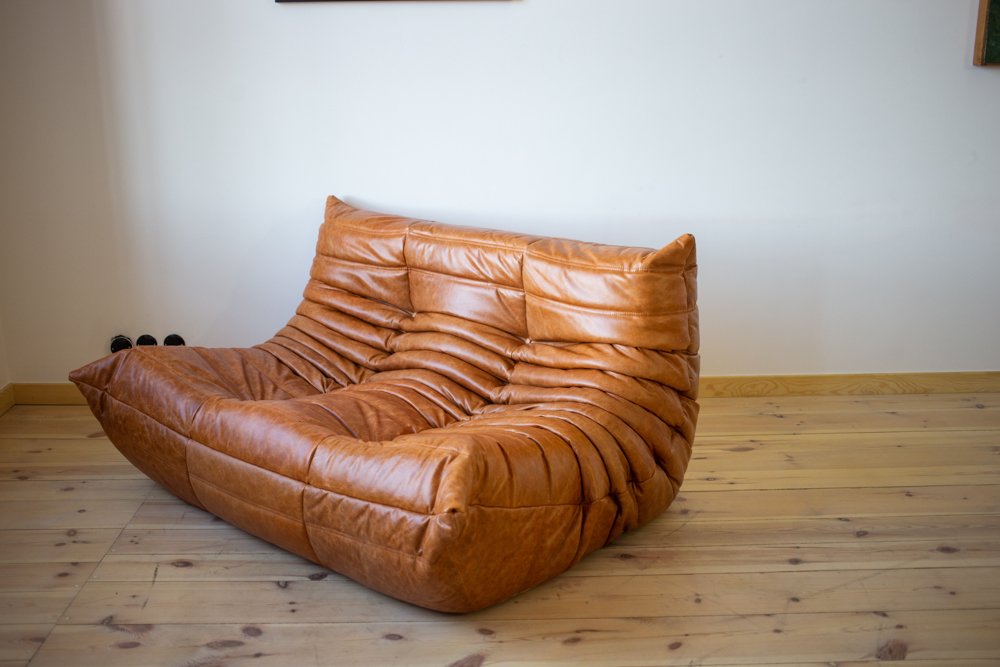 Togo_Two-Seater_Sofa_by_Michel_Ducaroy_for_Ligne_Roset,_Pine_Leather,_France