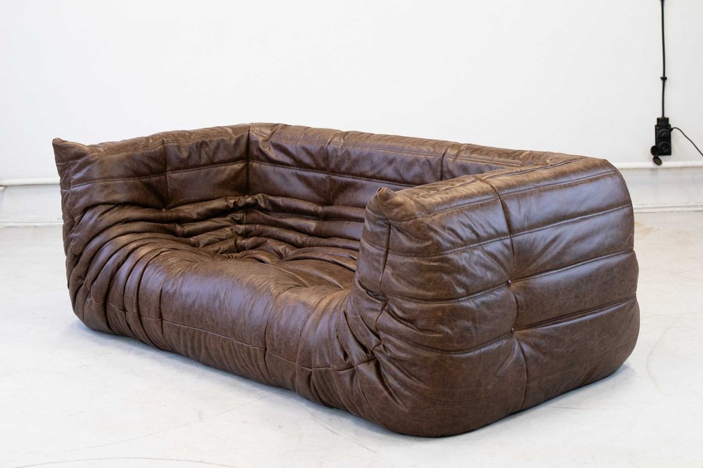 Togo_Two-Seater_Sofa_with_Arms_in_Brown_Leather_by_Michel_Ducaroy_for_Ligne_Roset,_France,_1970s