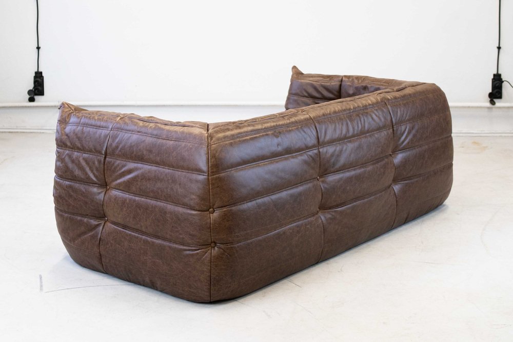Togo_Two-Seater_Sofa_with_Arms_in_Brown_Leather_by_Michel_Ducaroy_for_Ligne_Roset,_France,_1970s