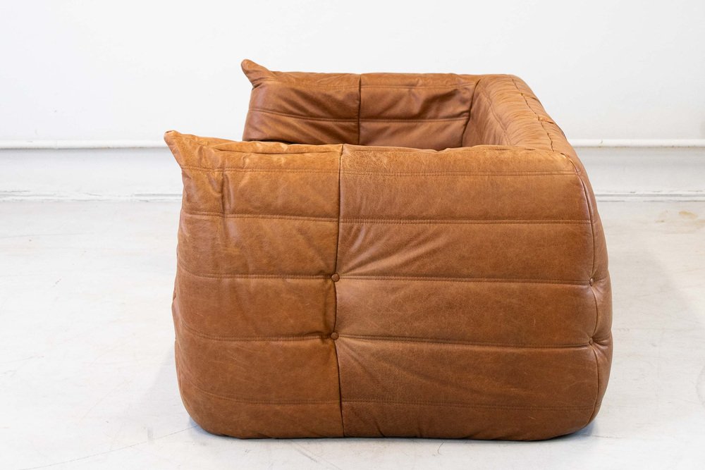 Togo_Two-Seater_Sofa_with_Arms_in_Brown_Pine_Leather_by_Michel_Ducaroy_for_Ligne_Roset,_France,_1970s