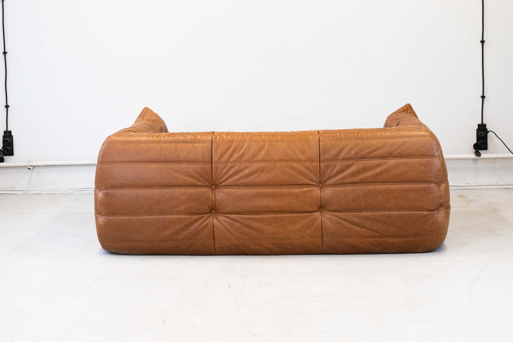 Togo_Two-Seater_Sofa_with_Arms_in_Brown_Pine_Leather_by_Michel_Ducaroy_for_Ligne_Roset,_France,_1970s