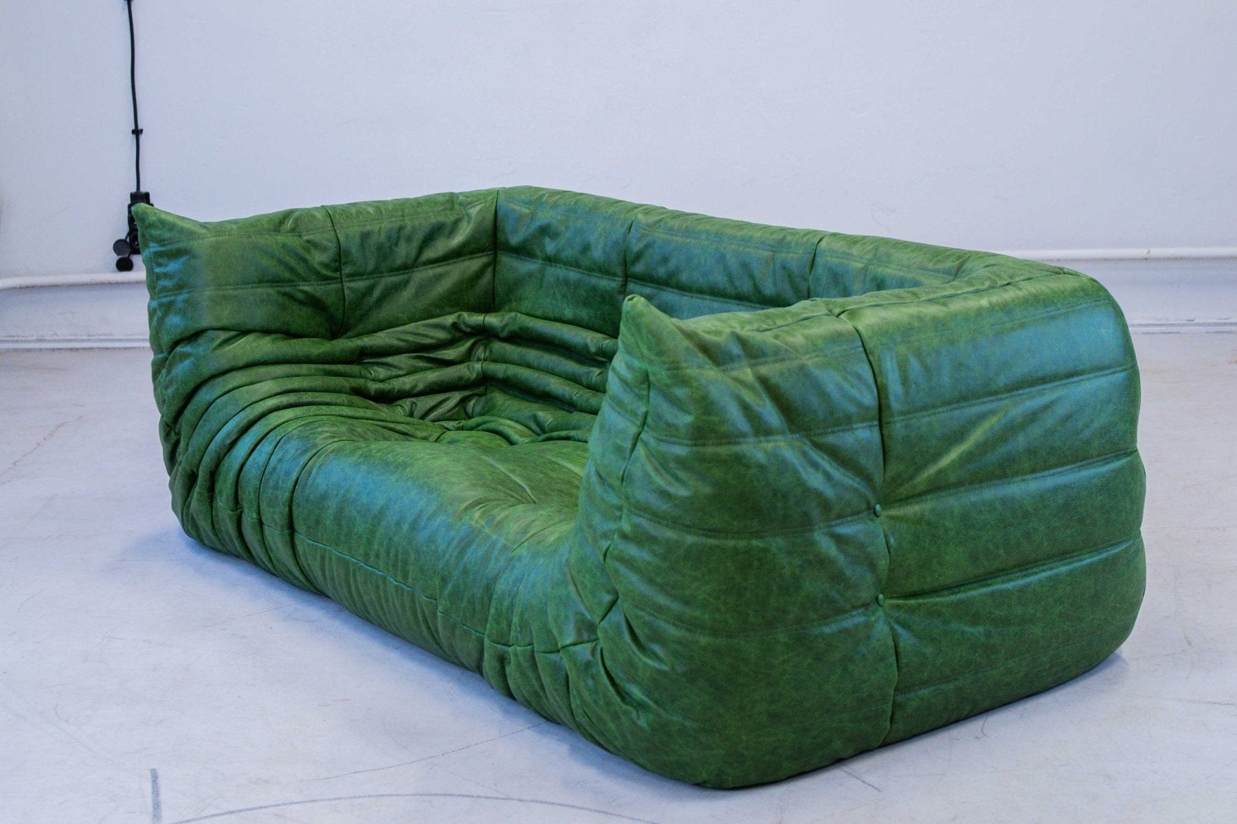Togo_Two-Seater_Sofa_with_Arms_in_Green_Leather_by_Michel_Ducaroy_for_Ligne_Roset,_France,_1970s