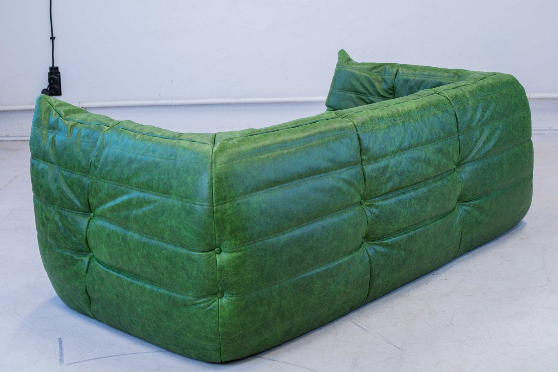 Togo_Two-Seater_Sofa_with_Arms_in_Green_Leather_by_Michel_Ducaroy_for_Ligne_Roset,_France,_1970s