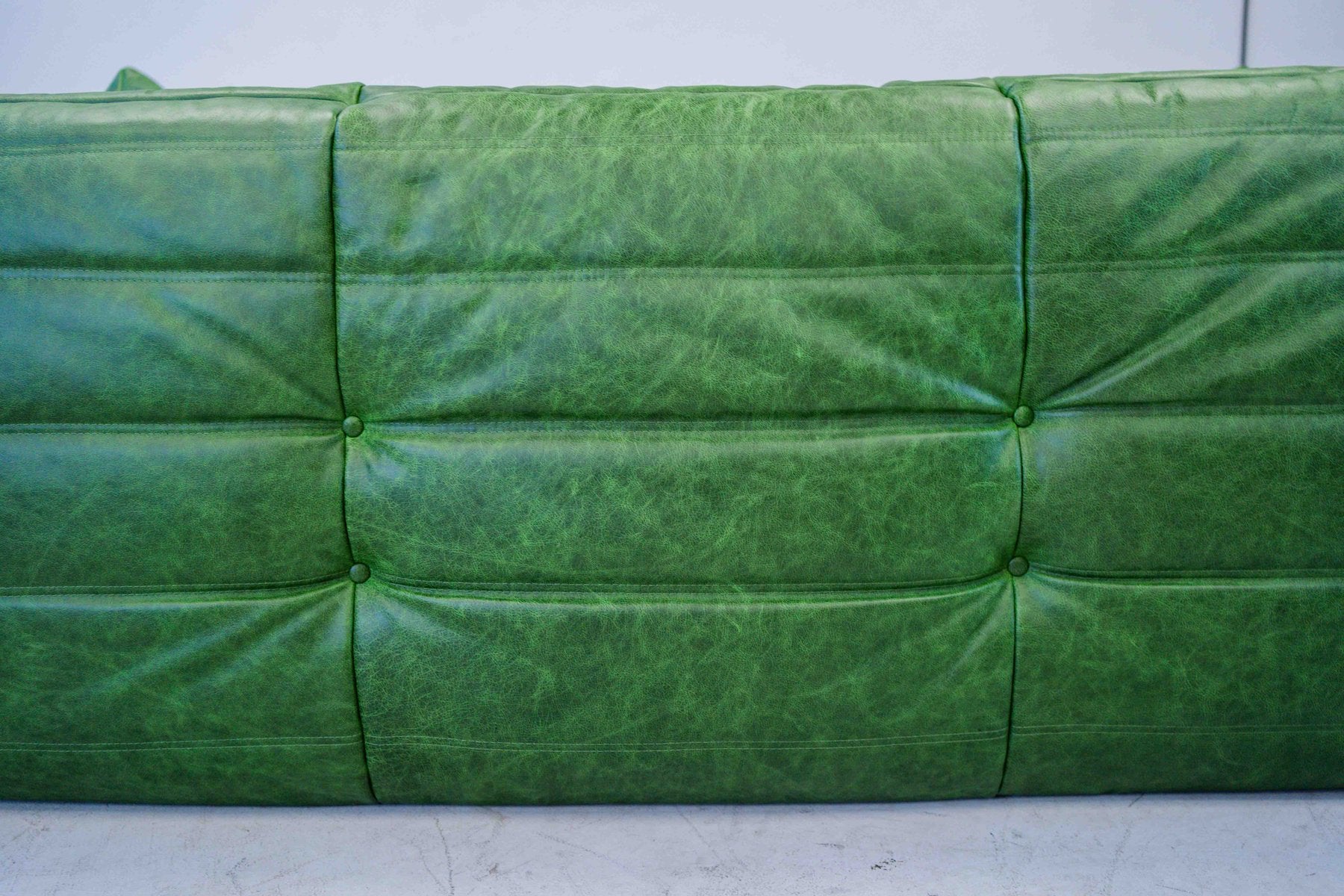 Togo_Two-Seater_Sofa_with_Arms_in_Green_Leather_by_Michel_Ducaroy_for_Ligne_Roset,_France,_1970s