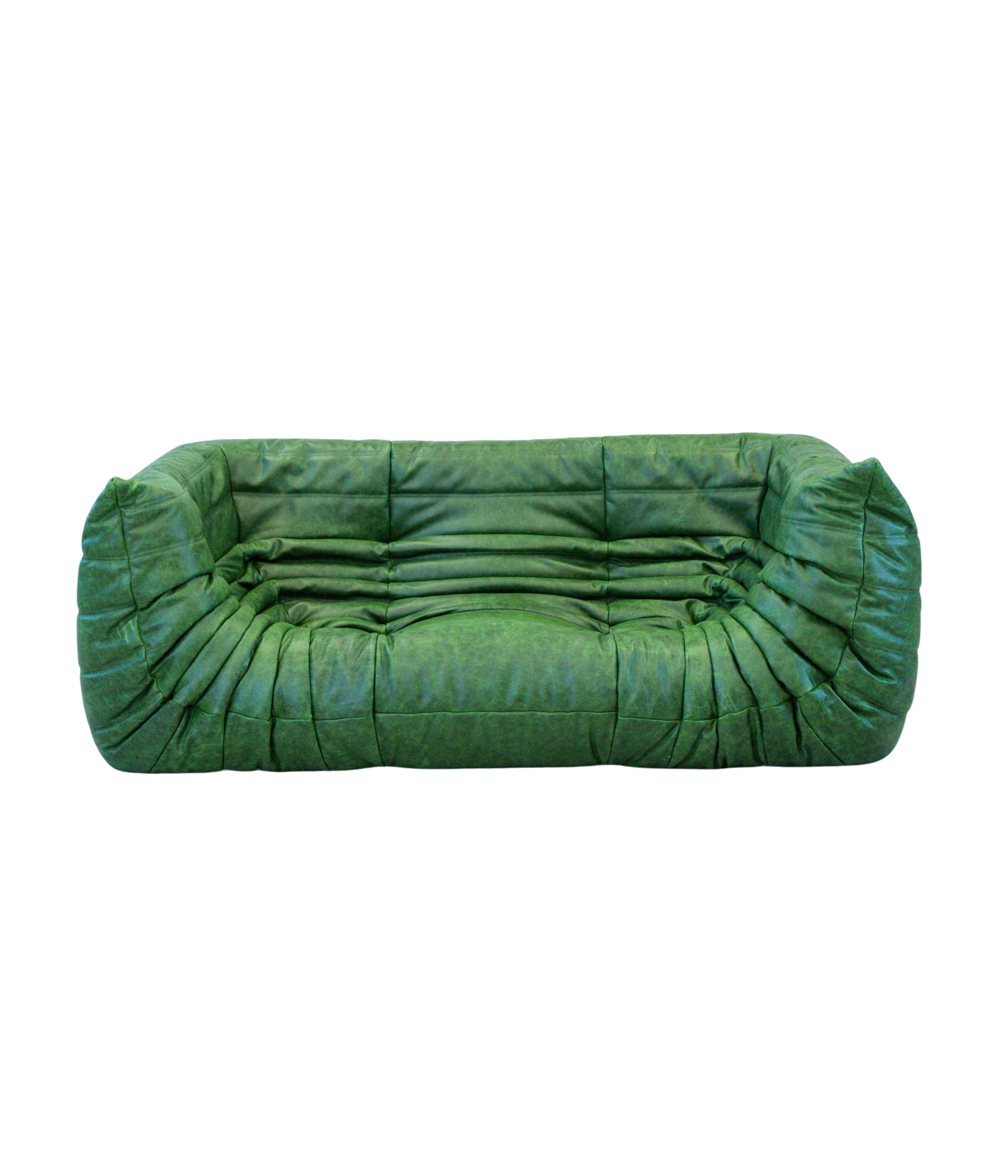 Togo_Two-Seater_Sofa_with_Arms_in_Green_Leather_by_Michel_Ducaroy_for_Ligne_Roset,_France,_1970s