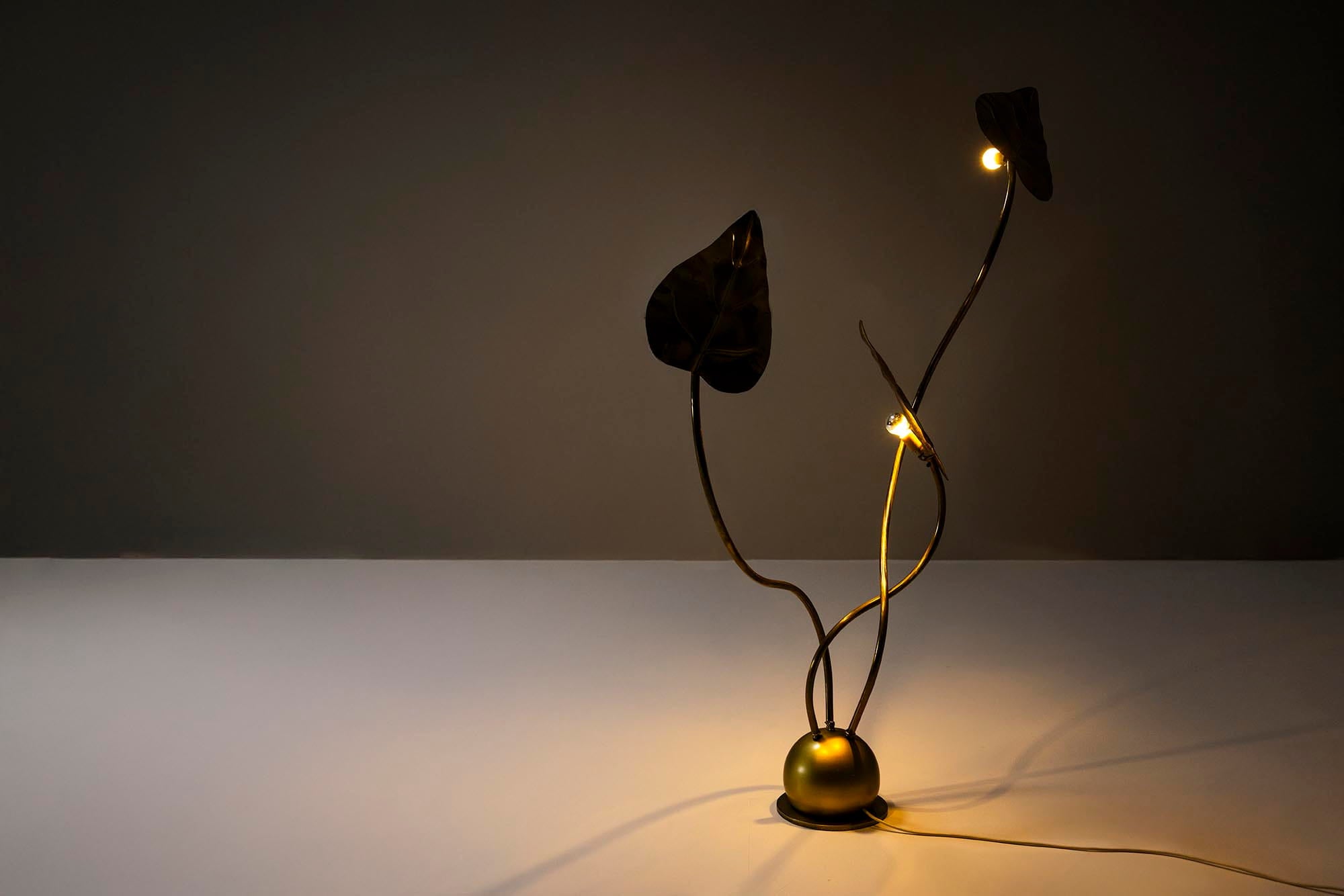 Tommaso_Barbi_Brass_Leaf_Floor_Lamp,_Italy_1970s