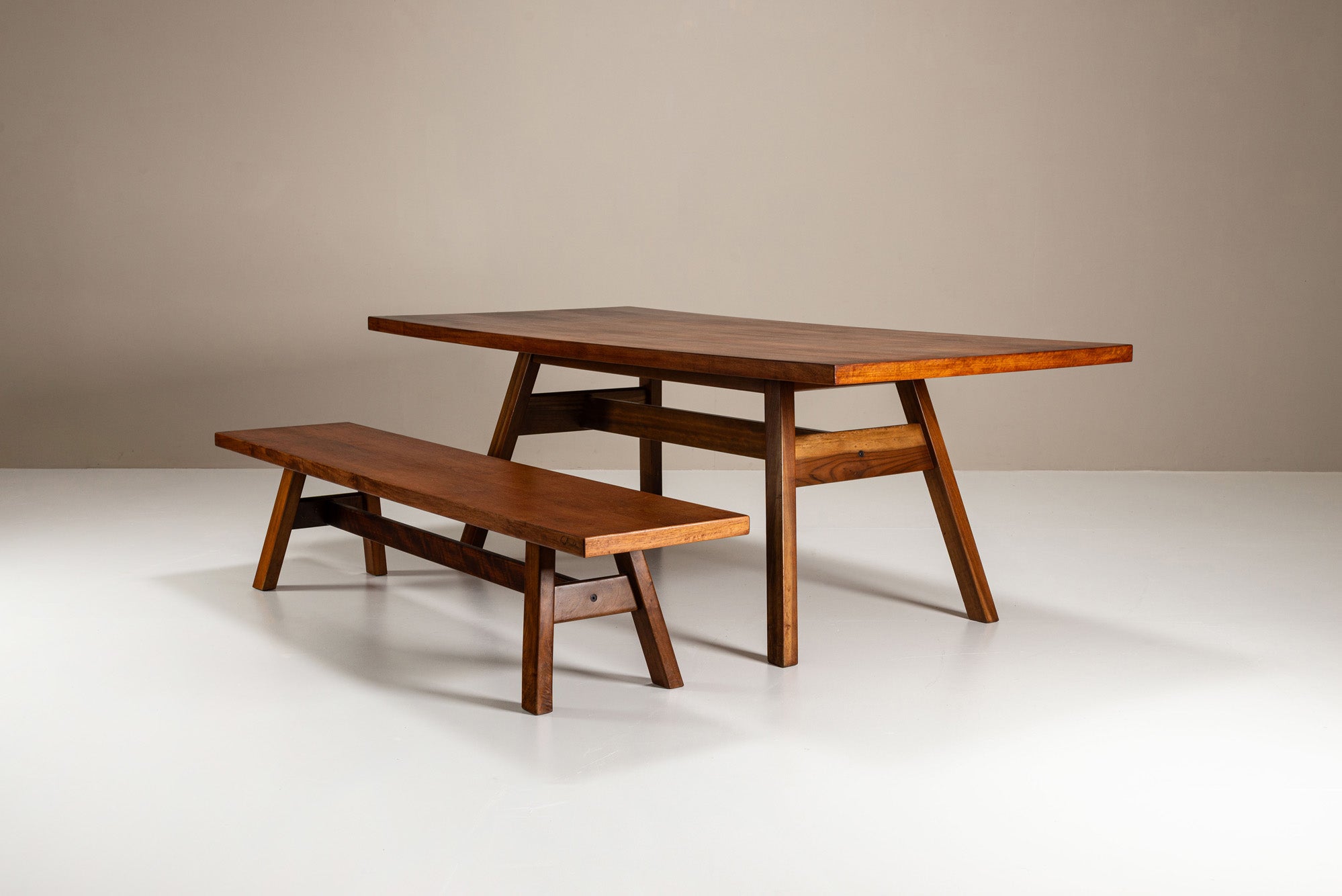 Set_of_Torbecchia_Dining_Table_and_Bench_by_Giovanni_Michelucci_for_Poltronova,_1965,_Italy