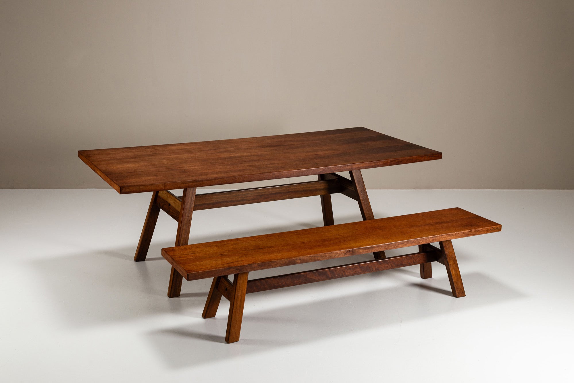 Set_of_Torbecchia_Dining_Table_and_Bench_by_Giovanni_Michelucci_for_Poltronova,_1965,_Italy