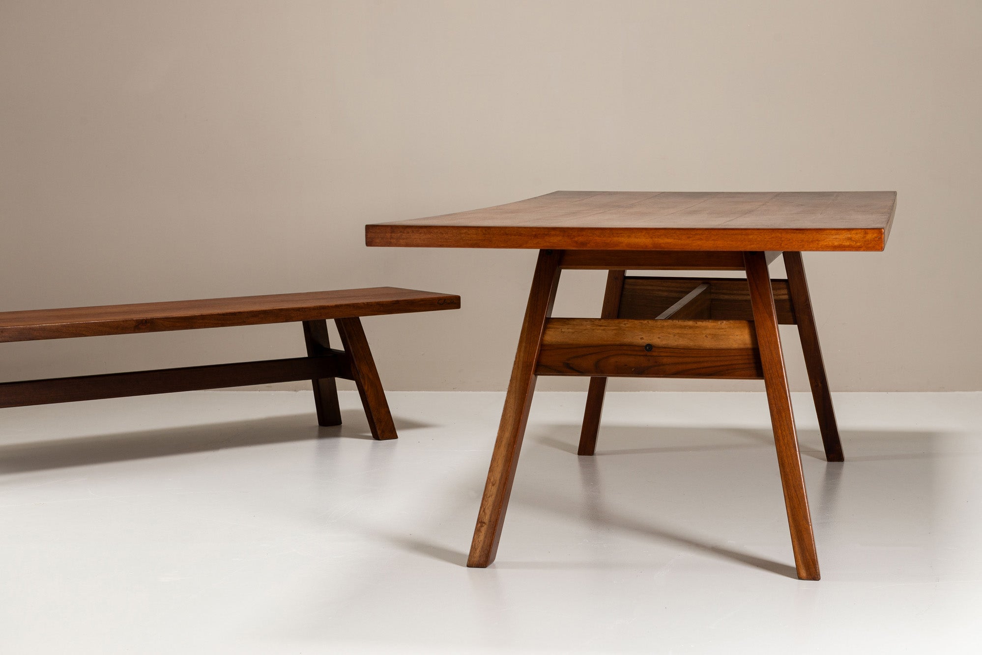 Set_of_Torbecchia_Dining_Table_and_Bench_by_Giovanni_Michelucci_for_Poltronova,_1965,_Italy