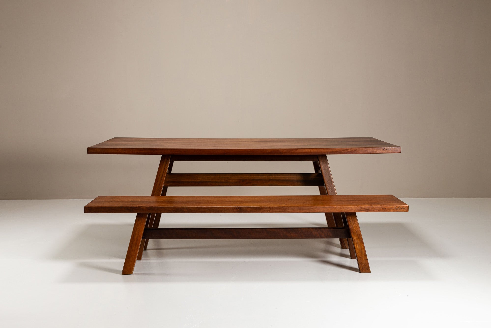 Set_of_Torbecchia_Dining_Table_and_Bench_by_Giovanni_Michelucci_for_Poltronova,_1965,_Italy