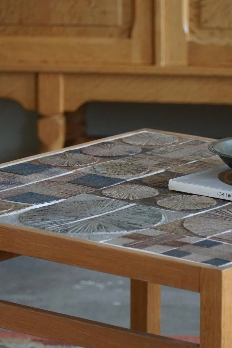 Tue_Poulsen,_Coffee_Table_in_Oak_&_Ceramic_Tiles,_Danish_Modern,_1960s
