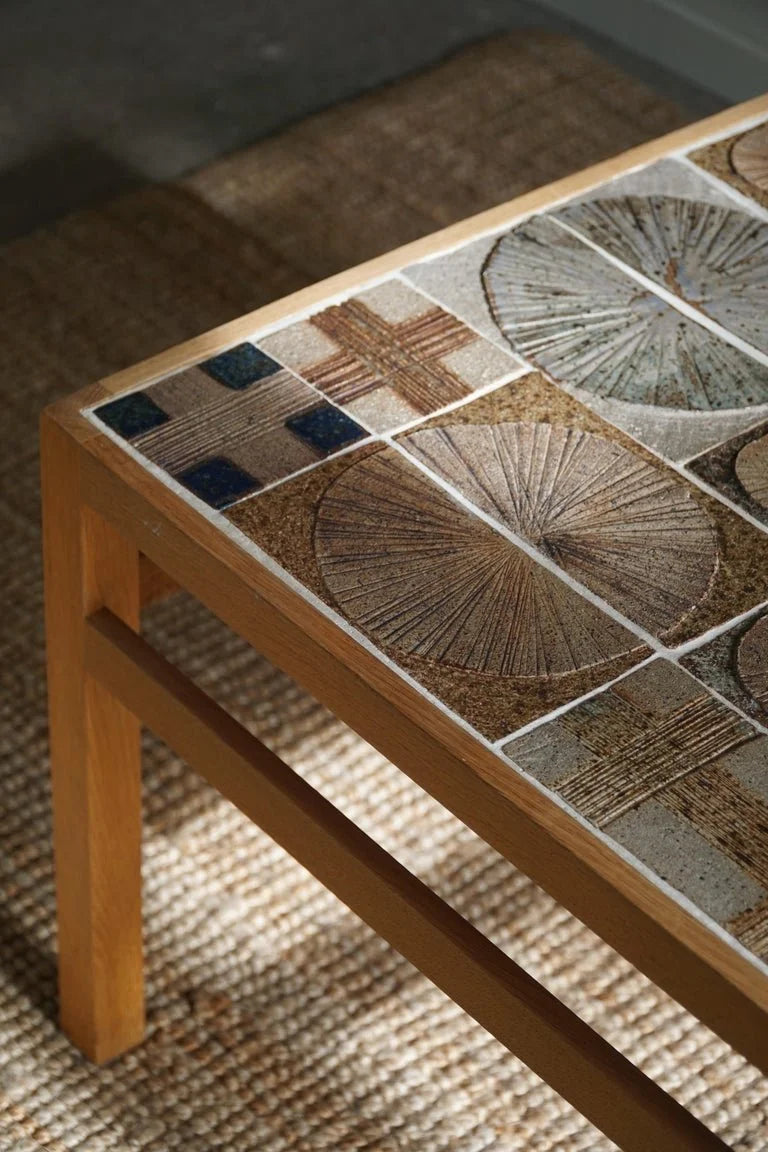 Tue_Poulsen,_Coffee_Table_in_Oak_&_Ceramic_Tiles,_Danish_Modern,_1960s