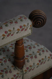 Turned_Wood_Armchair_with_Floral_Upholstery,_Scandinavian_Rustic_Design