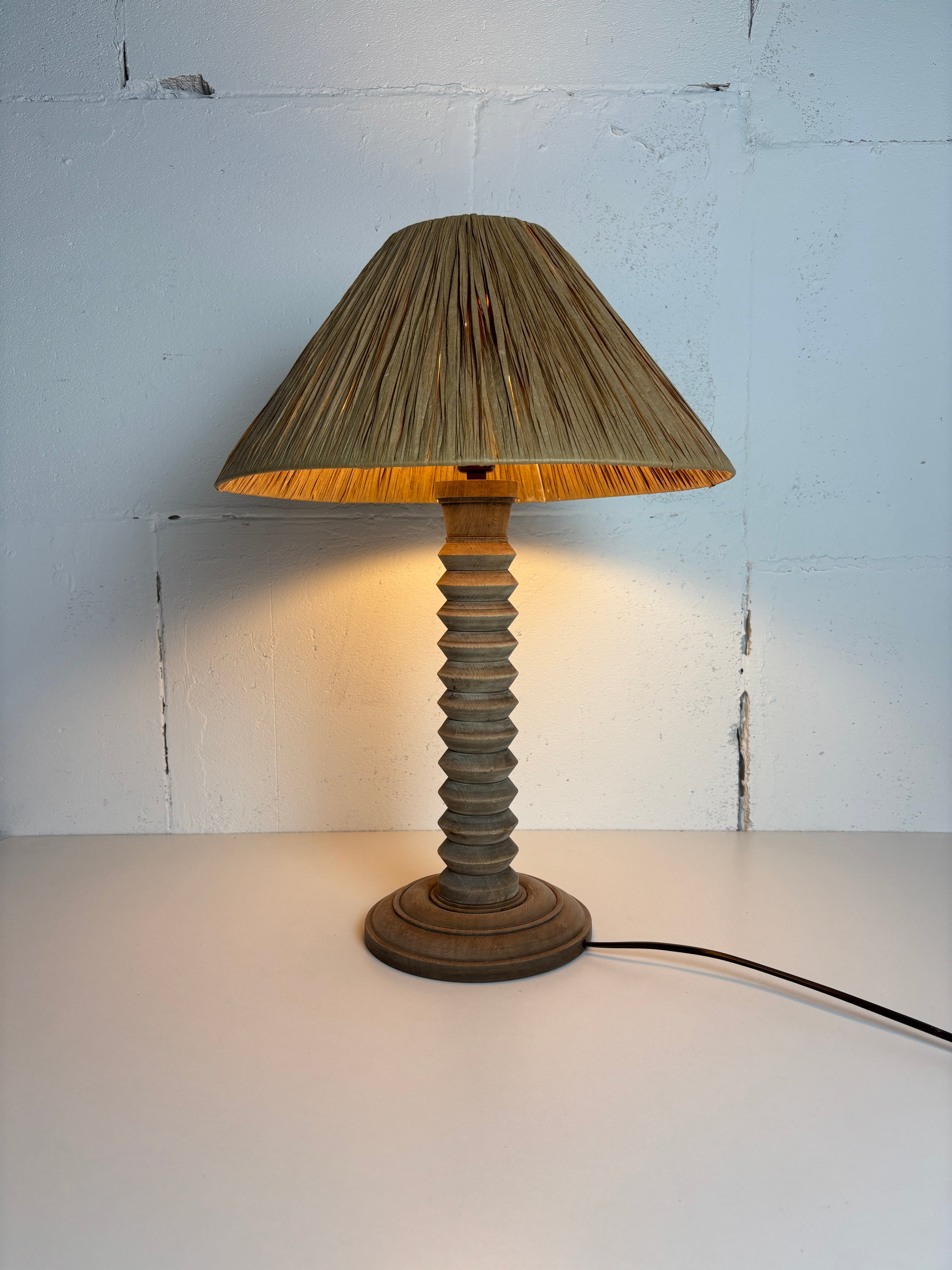 Turned_Wood_Table_Lamp_in_the_Manner_of_Charles_Dudouyt_1940s_France