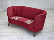 Danish_“Banana”_Two_Seater_Sofa_in_Oak_and_Wool,_1960s,_Denmark