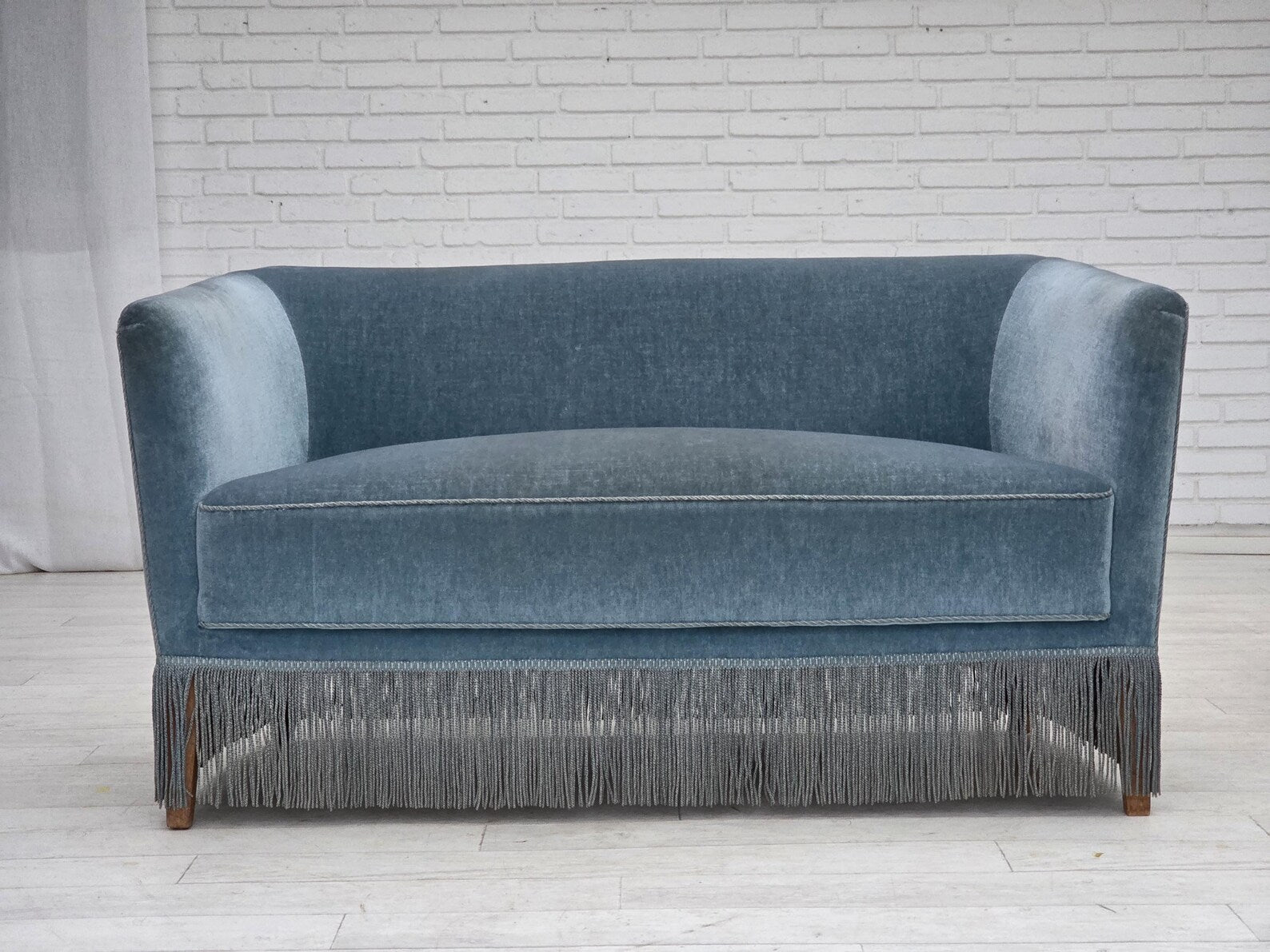 Two-Seater_Sofa,_Blue_Velour_&_Oak_Legs_1970s_Denmark