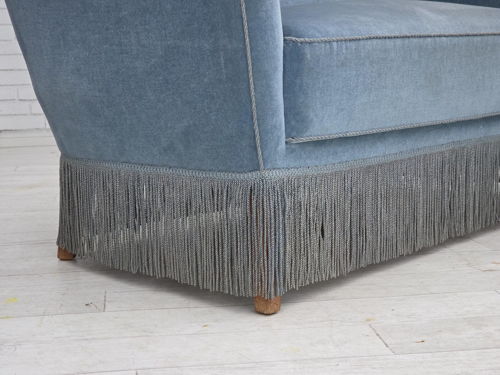 Two-Seater_Sofa,_Blue_Velour_&_Oak_Legs_1970s_Denmark