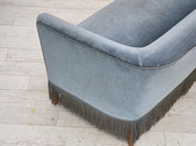 Two-Seater_Sofa,_Blue_Velour_&_Oak_Legs_1970s_Denmark