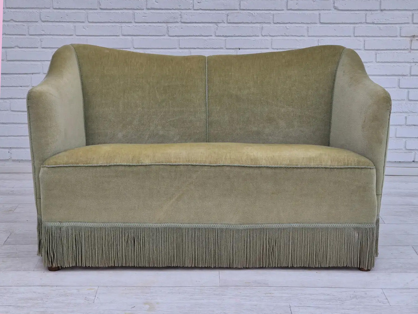 Two-Seater_Sofa,_Green_Velour_&_Ash_Wood,_1960s_Denmark