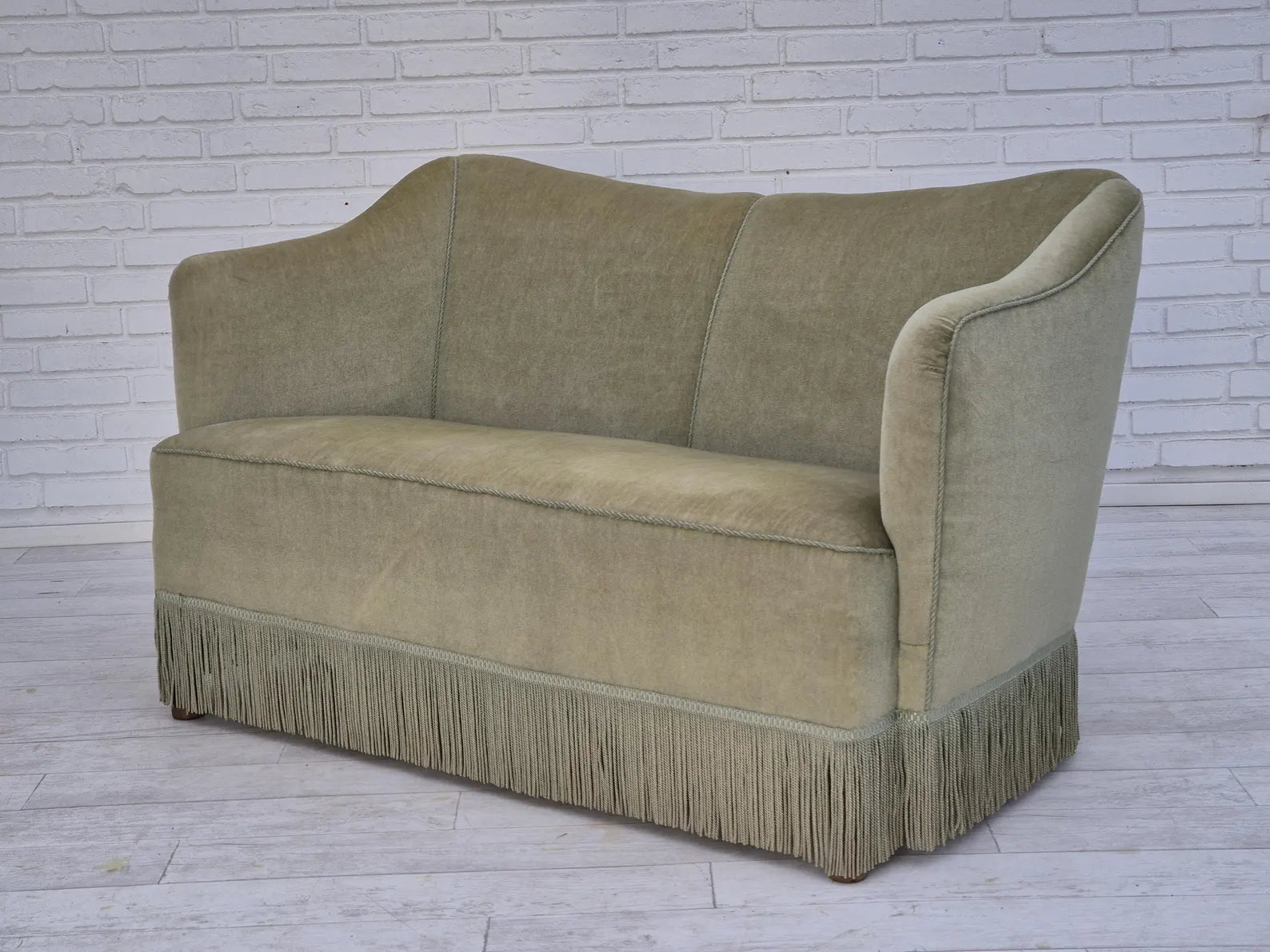 Two-Seater_Sofa,_Green_Velour_&_Ash_Wood,_1960s_Denmark