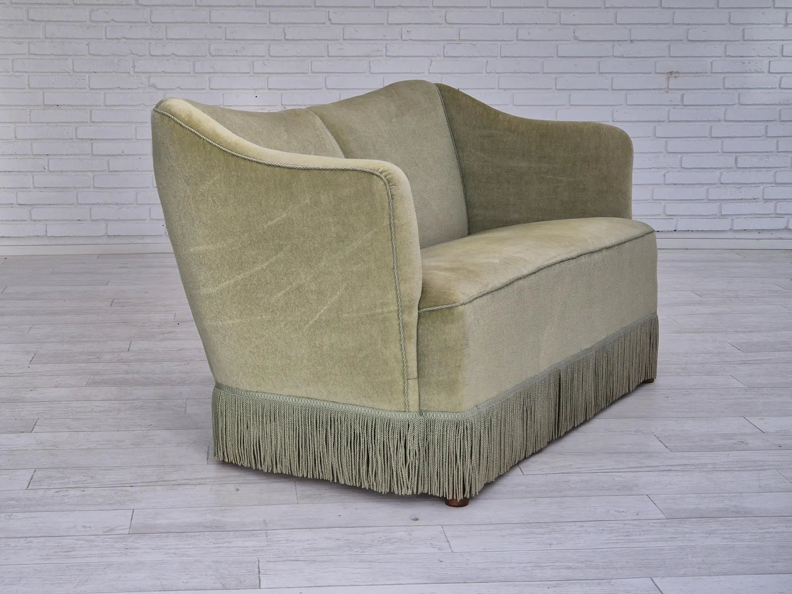 Two-Seater_Sofa,_Green_Velour_&_Ash_Wood,_1960s_Denmark