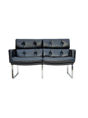 German_Black_Leather_Two_Seater_Sofa_with_Chrome_Frame,_1976,_Germany