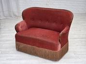 Danish_Two_Seater_Sofa_in_Salmon_Velour_and_Ash,_1930s,_Denmark