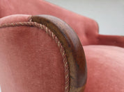 Danish_Two_Seater_Sofa_in_Salmon_Velour_and_Ash,_1930s,_Denmark