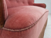 Danish_Two_Seater_Sofa_in_Salmon_Velour_and_Ash,_1930s,_Denmark