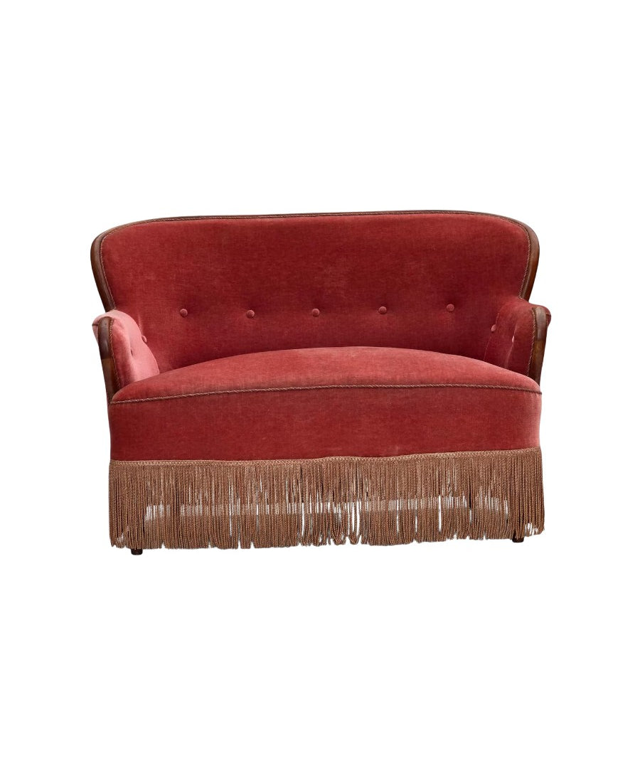 Danish_Two_Seater_Sofa_in_Salmon_Velour_and_Ash,_1930s,_Denmark