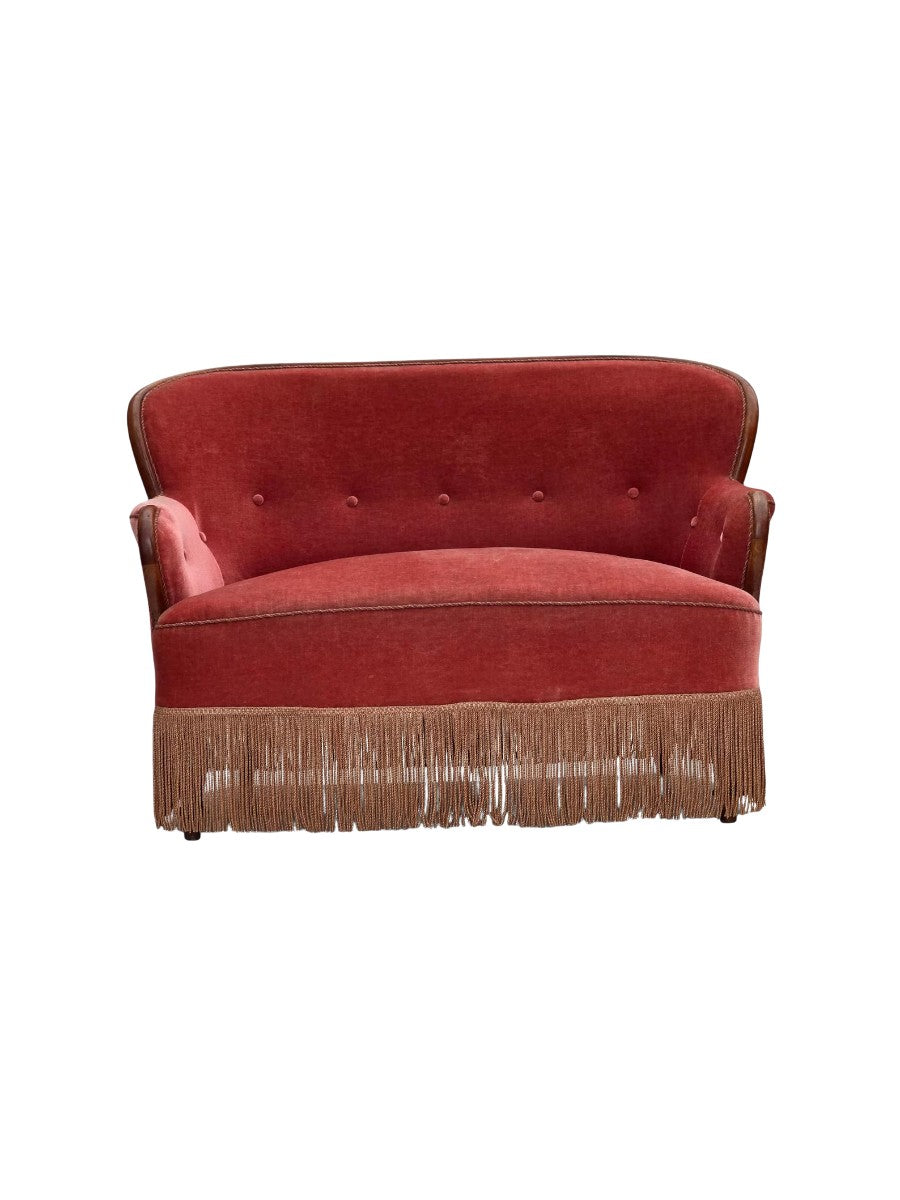 Danish_Two_Seater_Sofa_in_Salmon_Velour_and_Ash,_1930s,_Denmark