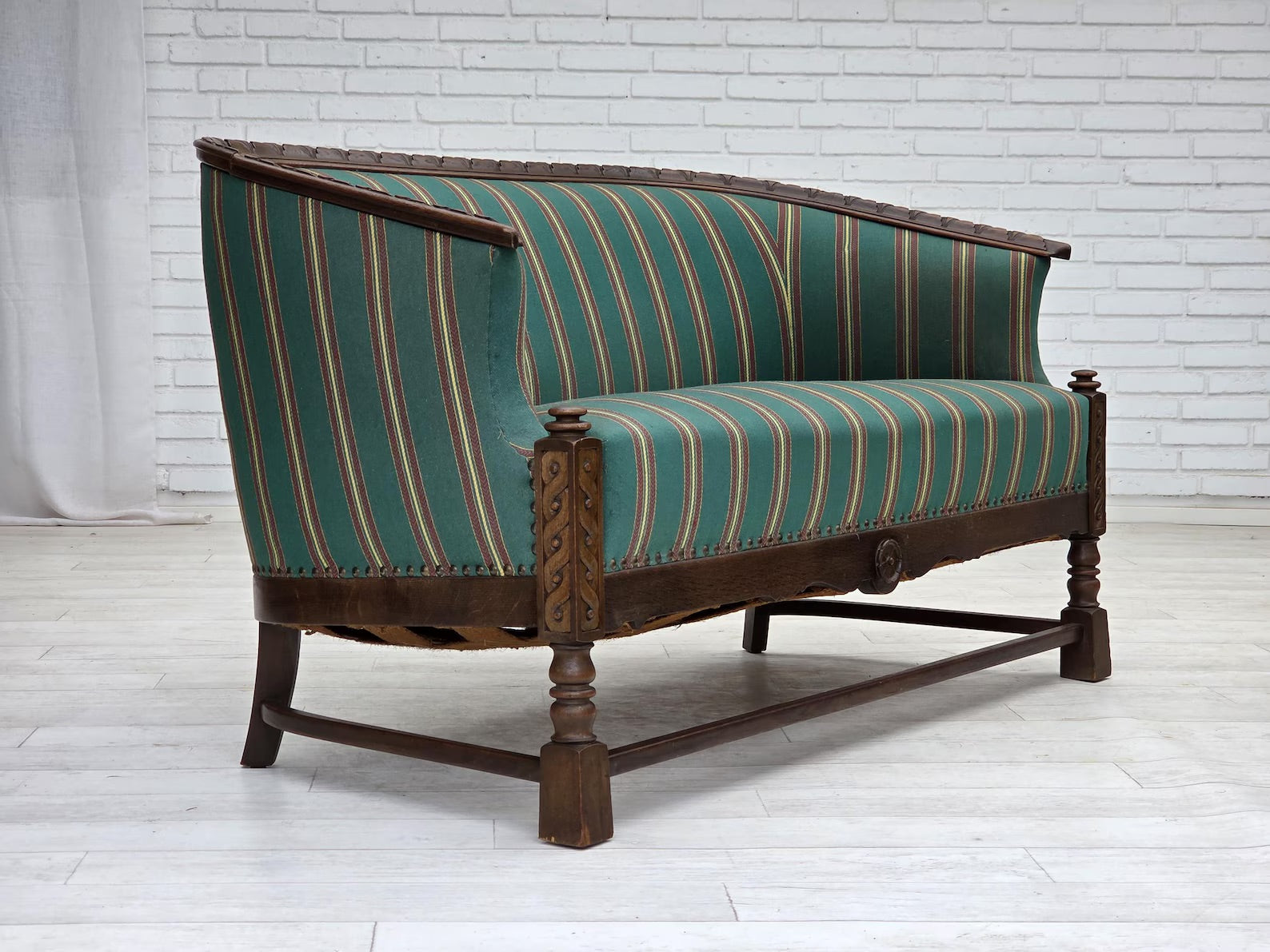 Two-Seater_Sofa,_Original_Upholstery_&_Wood,_1950s_Denmark