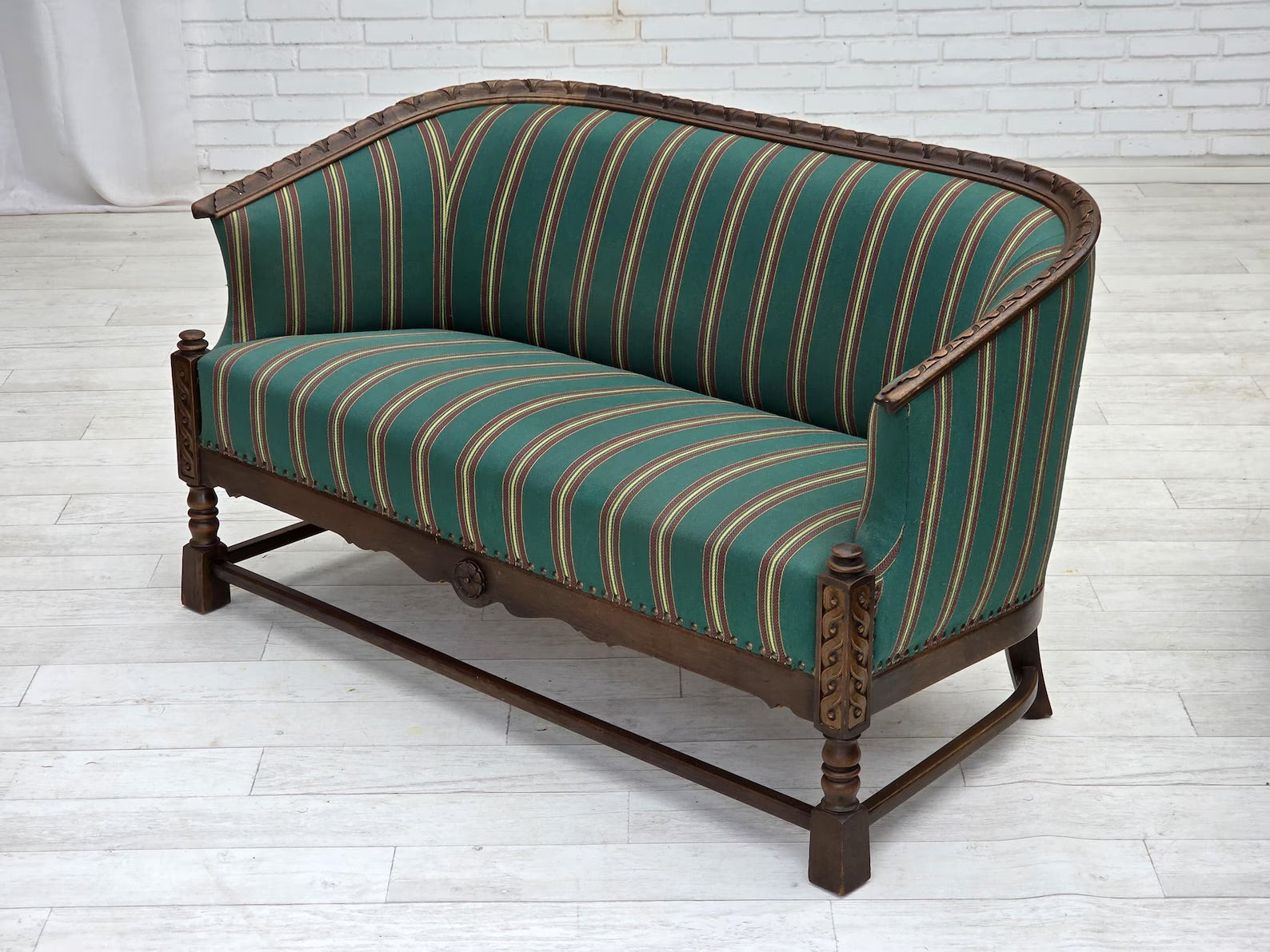 Two-Seater_Sofa,_Original_Upholstery_&_Wood,_1950s_Denmark