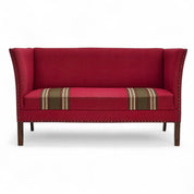 Danish_Scandinavian_Modern_Two-Seater_Sofa_with_Red_Wool_Upholstery,_1970s,_Denmark