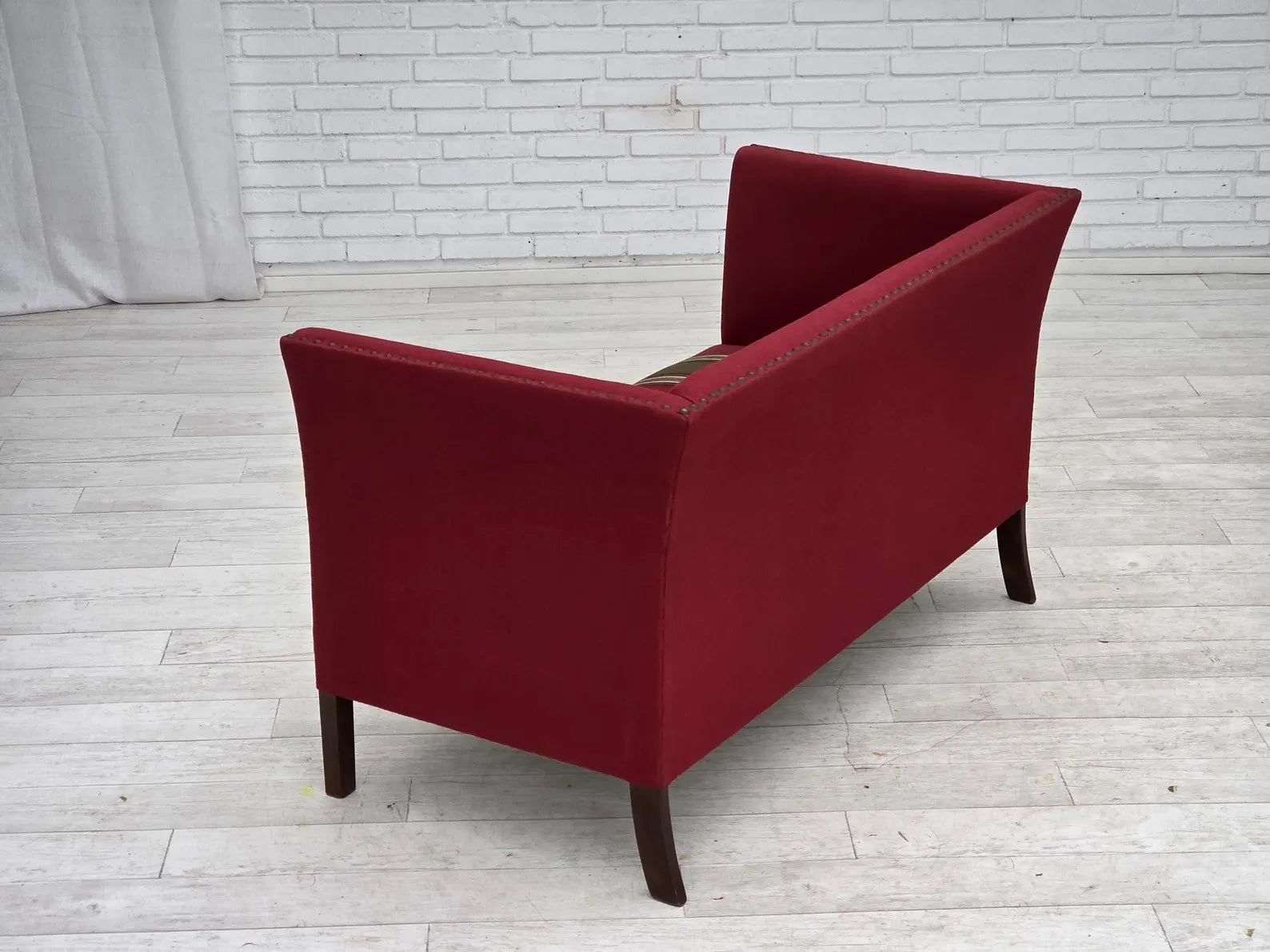 Danish_Scandinavian_Modern_Two-Seater_Sofa_with_Red_Wool_Upholstery,_1970s,_Denmark