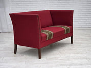 Danish_Scandinavian_Modern_Two-Seater_Sofa_with_Red_Wool_Upholstery,_1970s,_Denmark