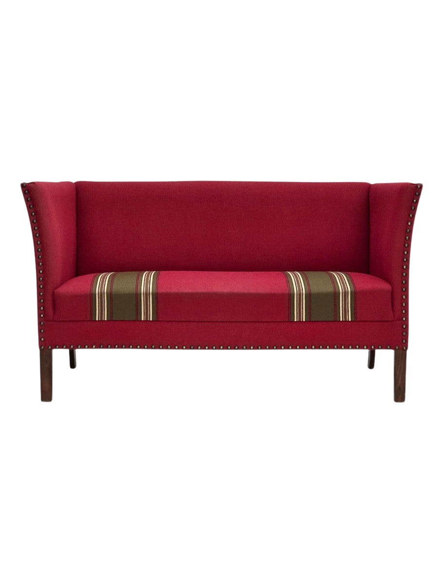 Danish_Scandinavian_Modern_Two-Seater_Sofa_with_Red_Wool_Upholstery,_1970s,_Denmark