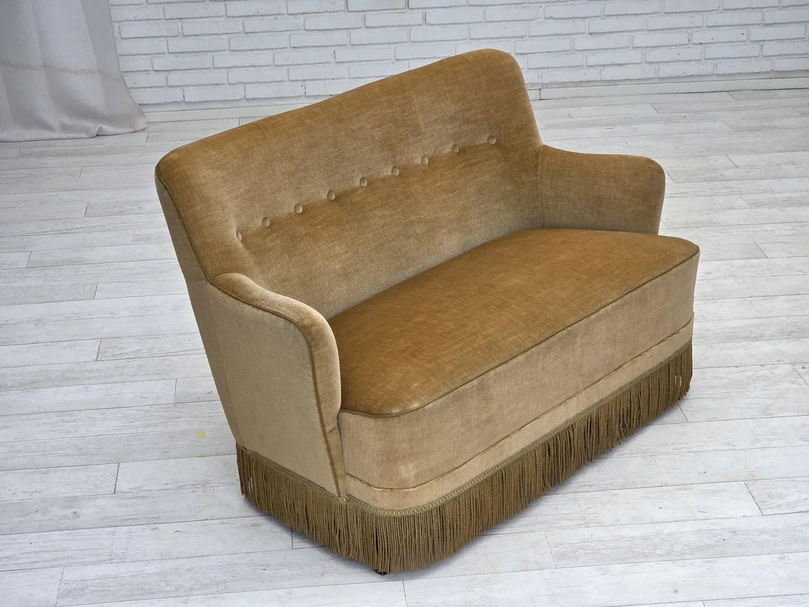 Danish_Two_Seater_Sofa_in_Light_Green_Velour,_1970s,_Denmark