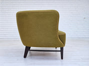 1960s_Danish_Two_Seater_Sofa_in_Olive_Green_Wool_with_Oak_Legs,_Denmark