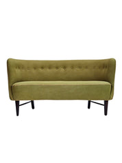1960s_Danish_Two_Seater_Sofa_in_Olive_Green_Wool_with_Oak_Legs,_Denmark