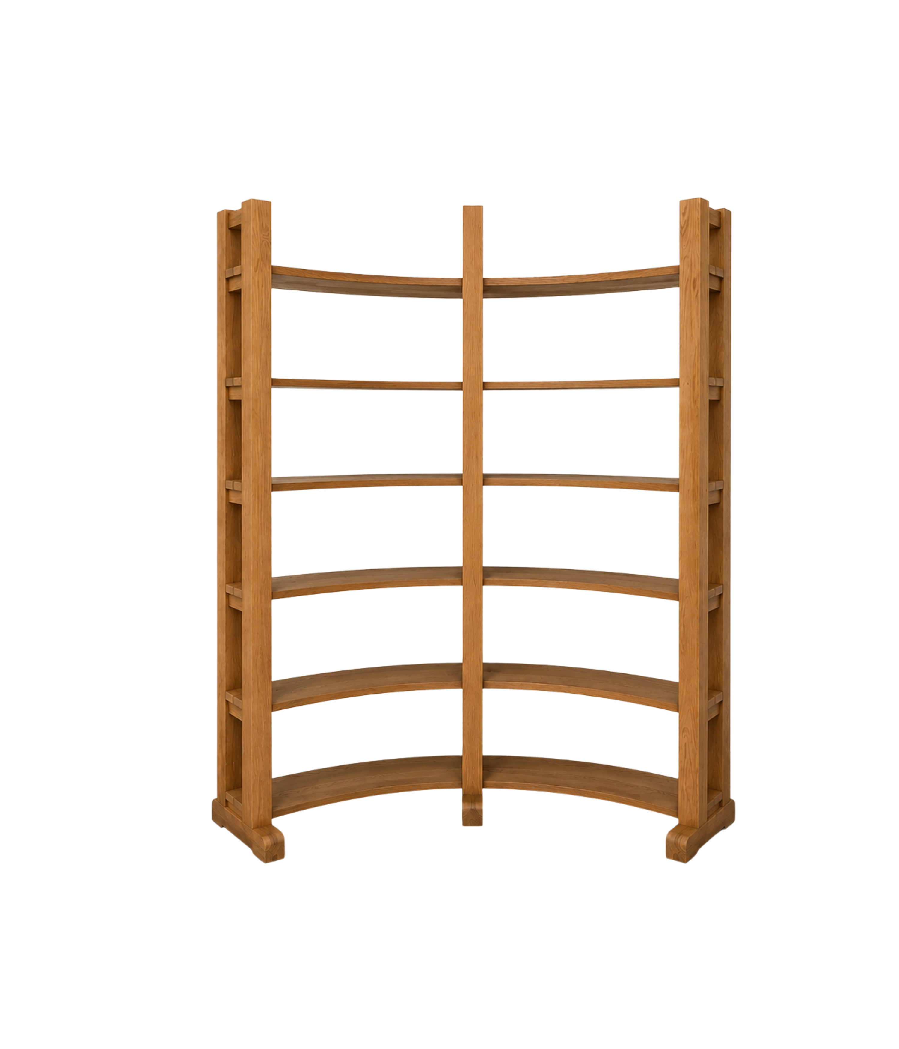 Unique_Freestanding_Demi-Lune_Bookrack_and_Display_Cabinet_in_Full_Grain_Oak,_1970s