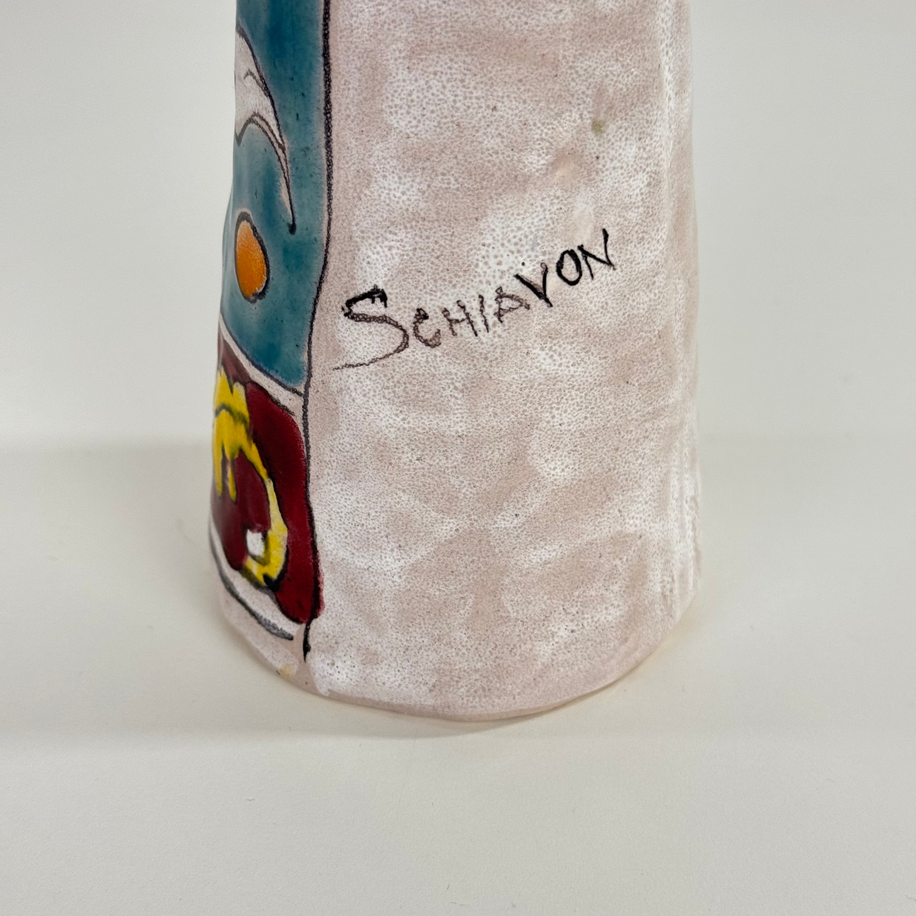 One-of-a-Kind_Hand-Painted_Ceramic_Soliflore_Vase_Signed_Schiavon,_Italy