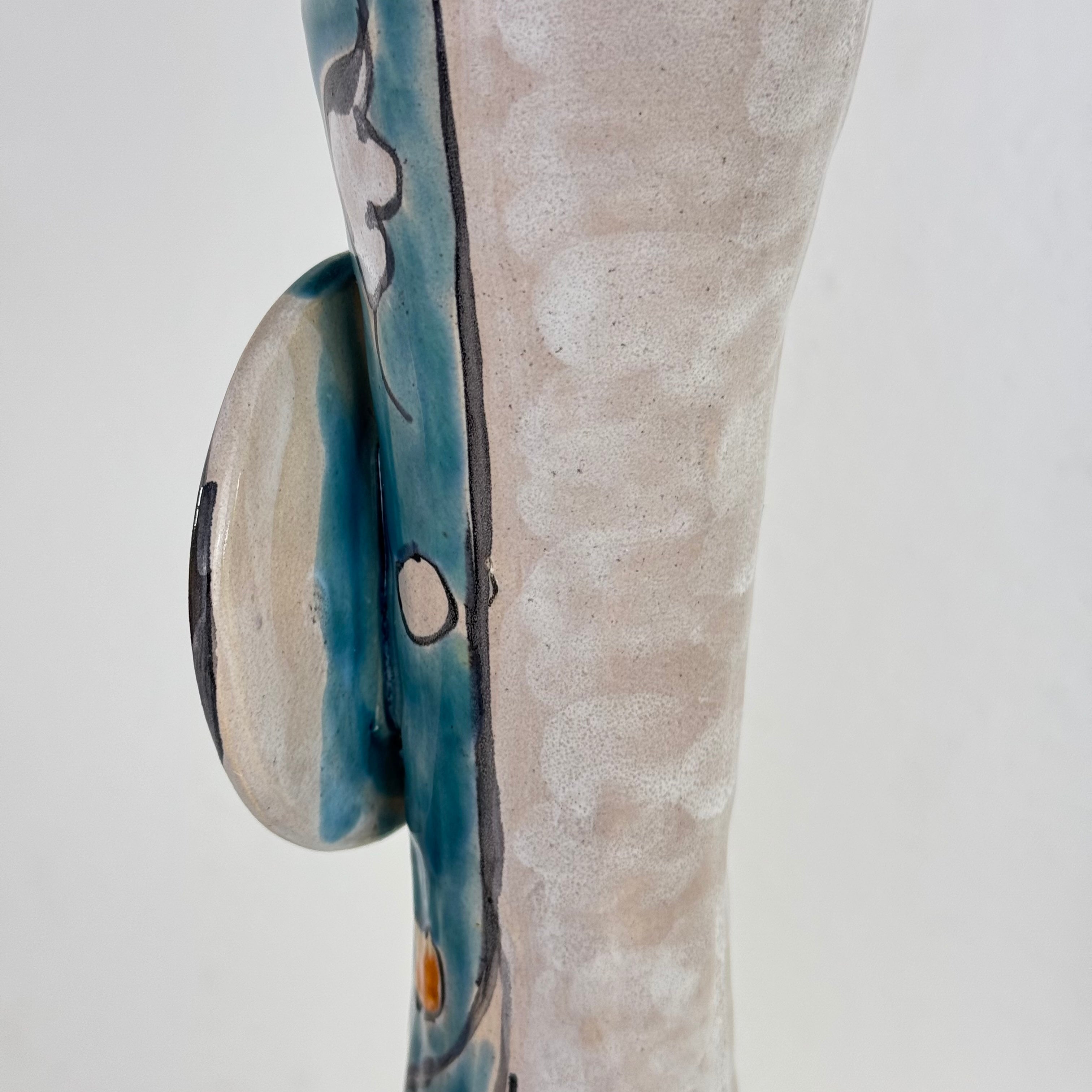 One-of-a-Kind_Hand-Painted_Ceramic_Soliflore_Vase_Signed_Schiavon,_Italy