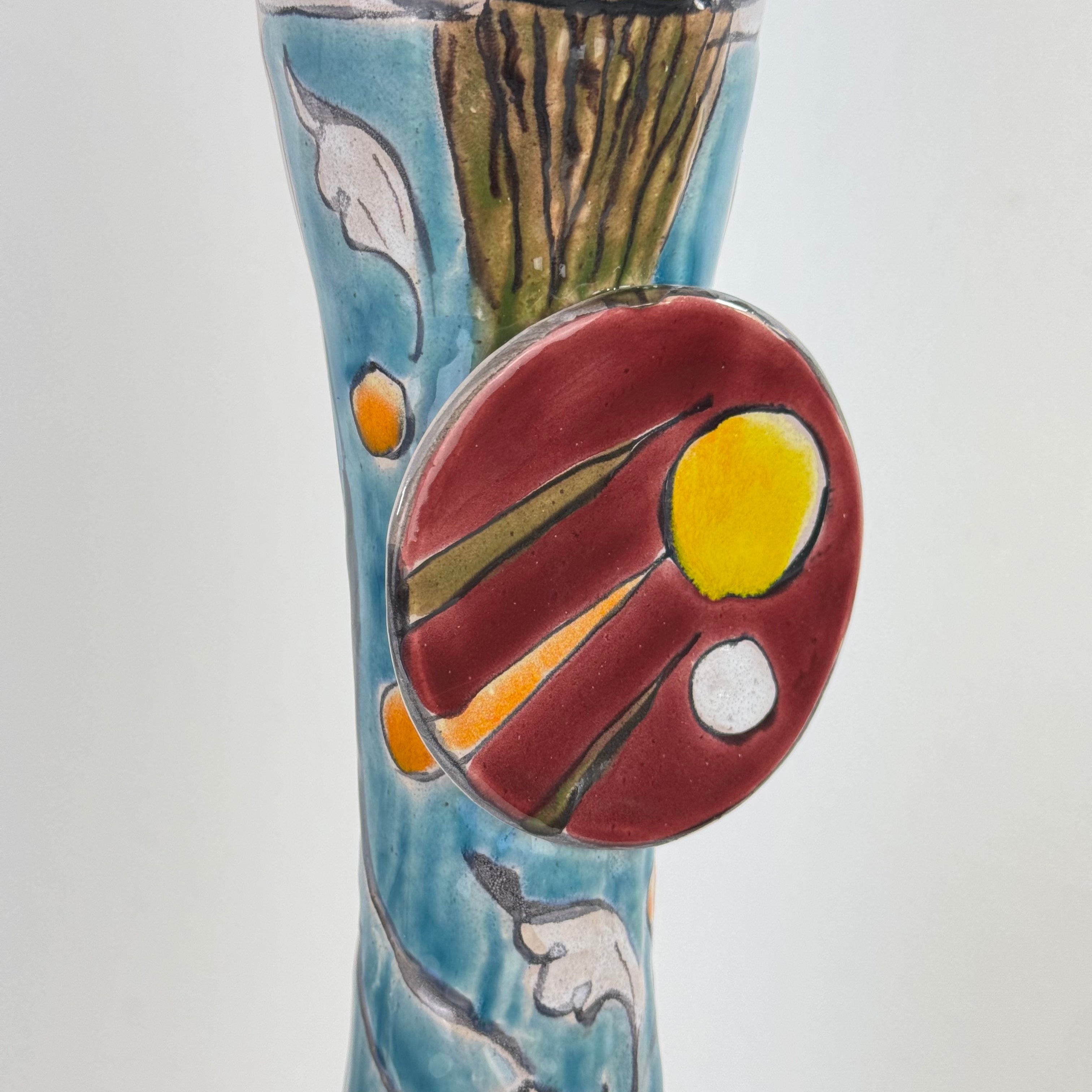 One-of-a-Kind_Hand-Painted_Ceramic_Soliflore_Vase_Signed_Schiavon,_Italy