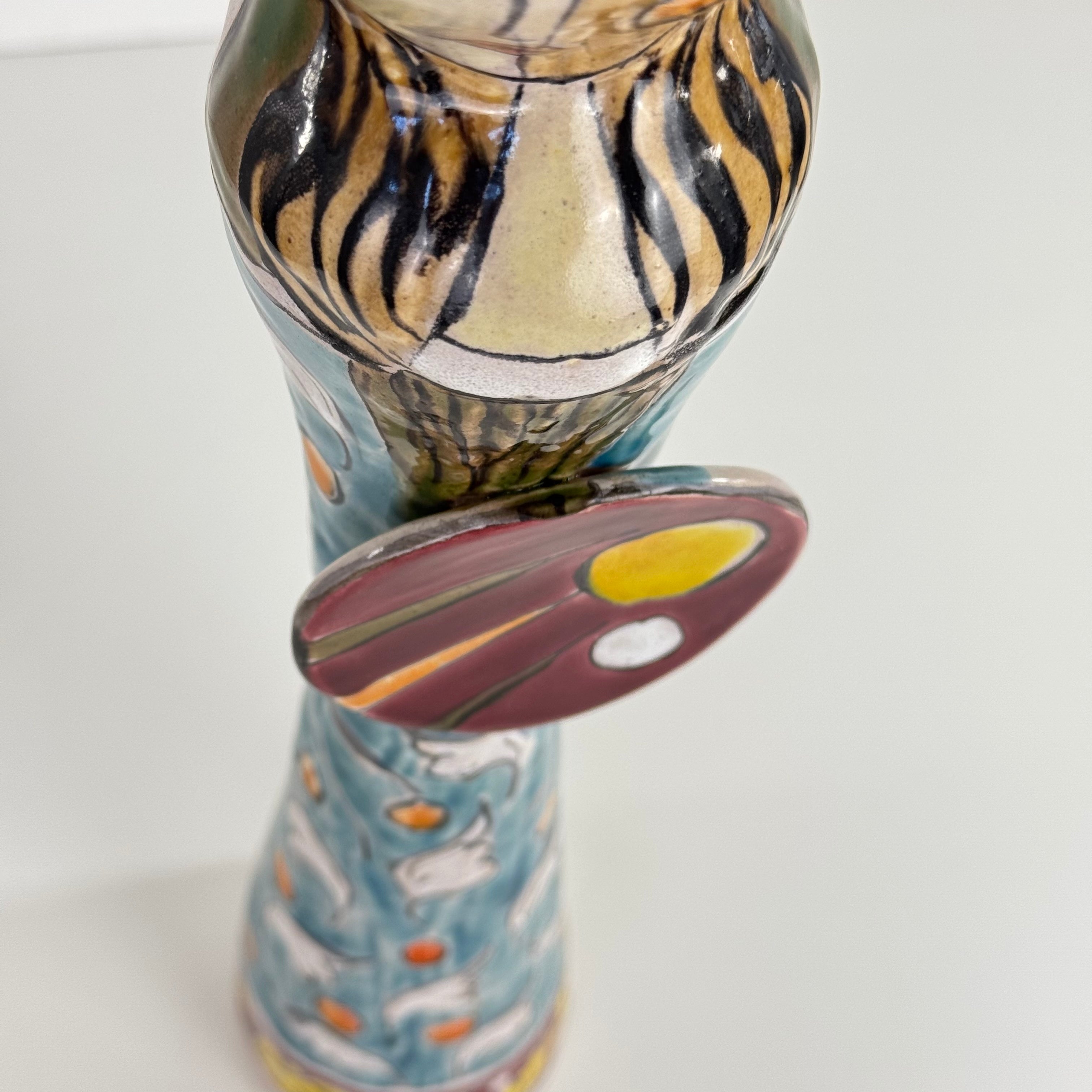 One-of-a-Kind_Hand-Painted_Ceramic_Soliflore_Vase_Signed_Schiavon,_Italy