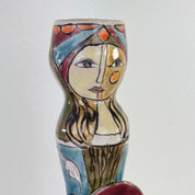 One-of-a-Kind_Hand-Painted_Ceramic_Soliflore_Vase_Signed_Schiavon,_Italy