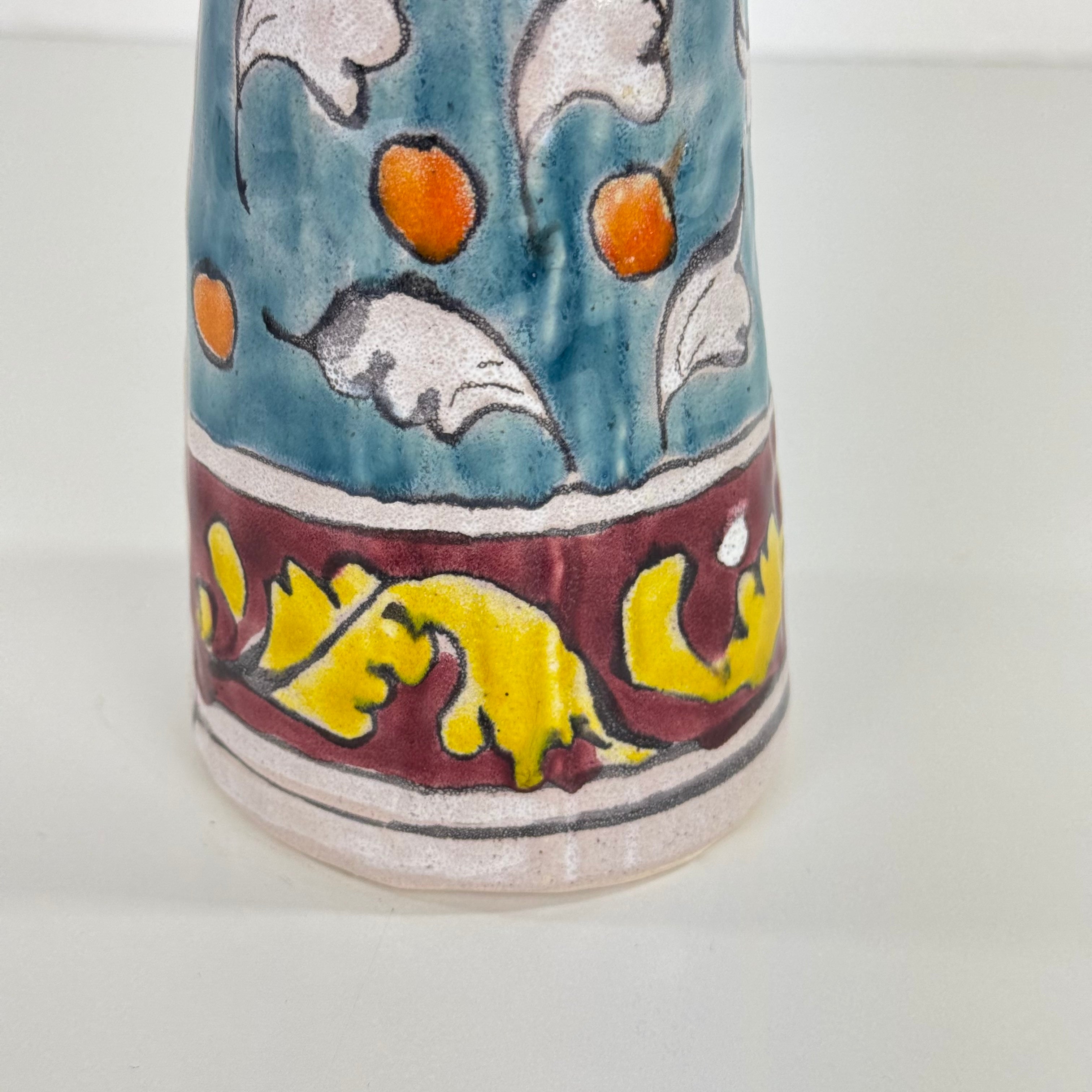 One-of-a-Kind_Hand-Painted_Ceramic_Soliflore_Vase_Signed_Schiavon,_Italy